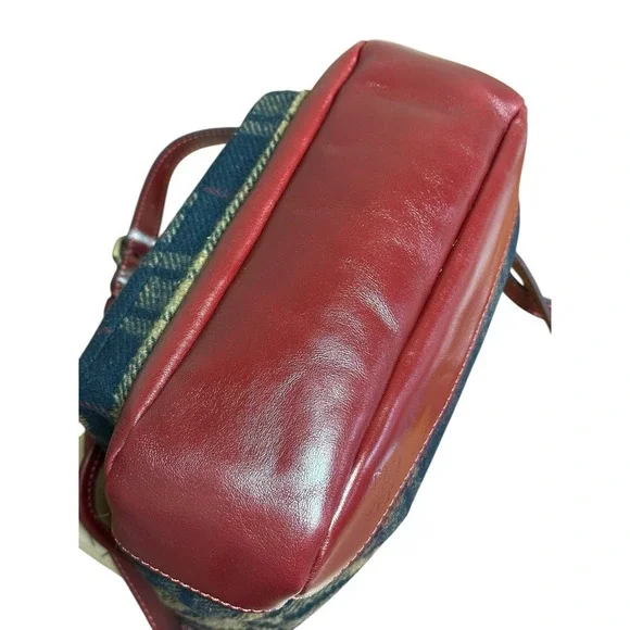 Patricia Nash Tartan Wool Navy W/ Red Leather Crossbody Bag NEW - Picture 4 of 12